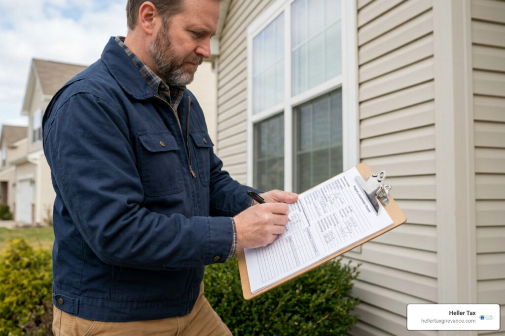 property record card inspection for structural and square footage errors